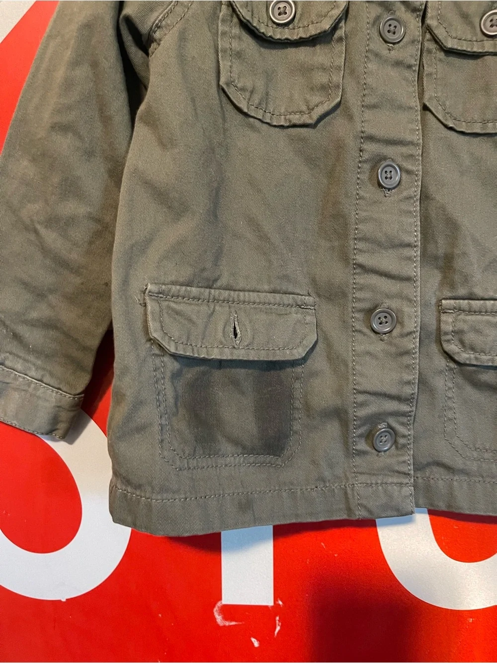 Carter's Olive Green Jacket with Pink LOVE Patch